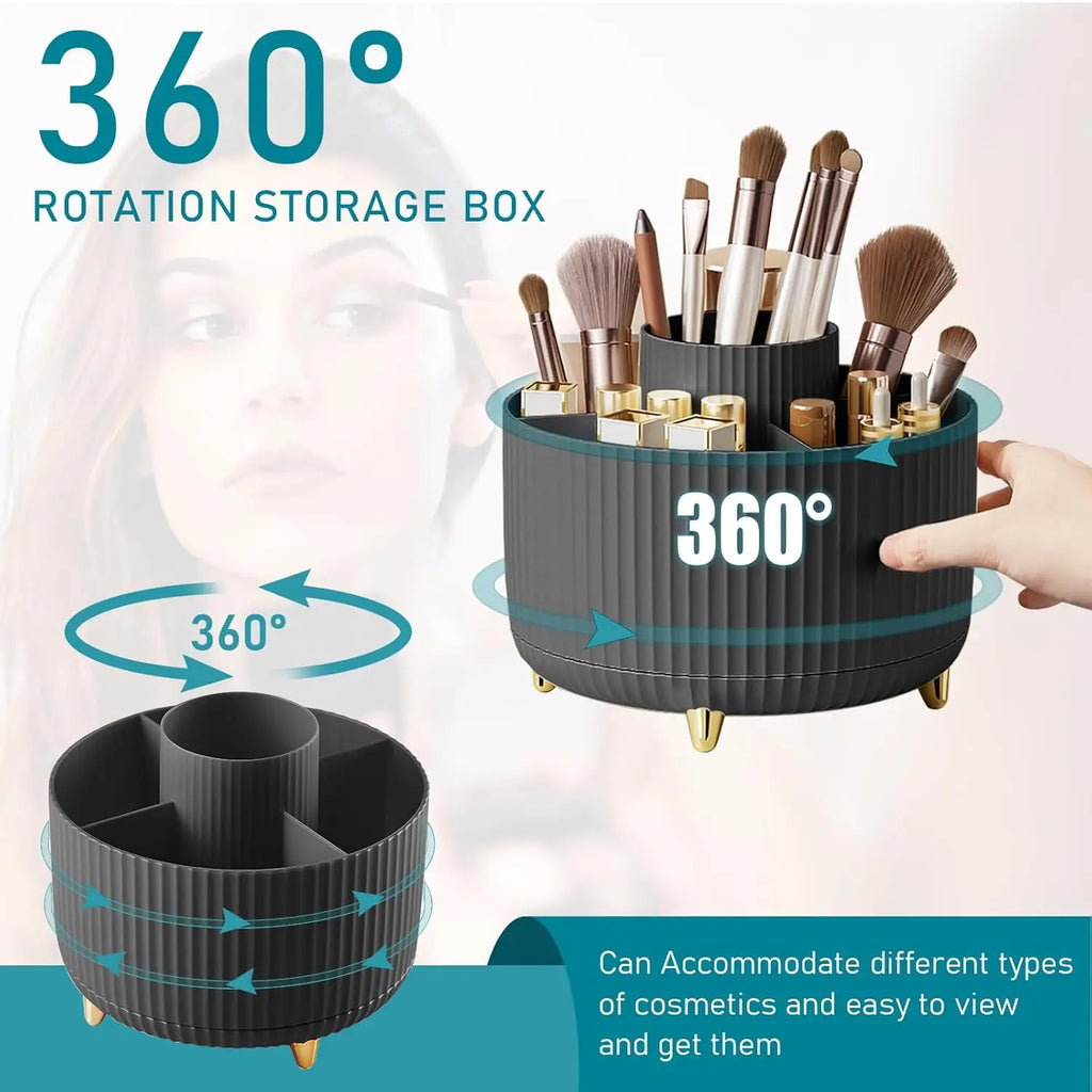 360° Rotating Makeup Brush Holder Organizer