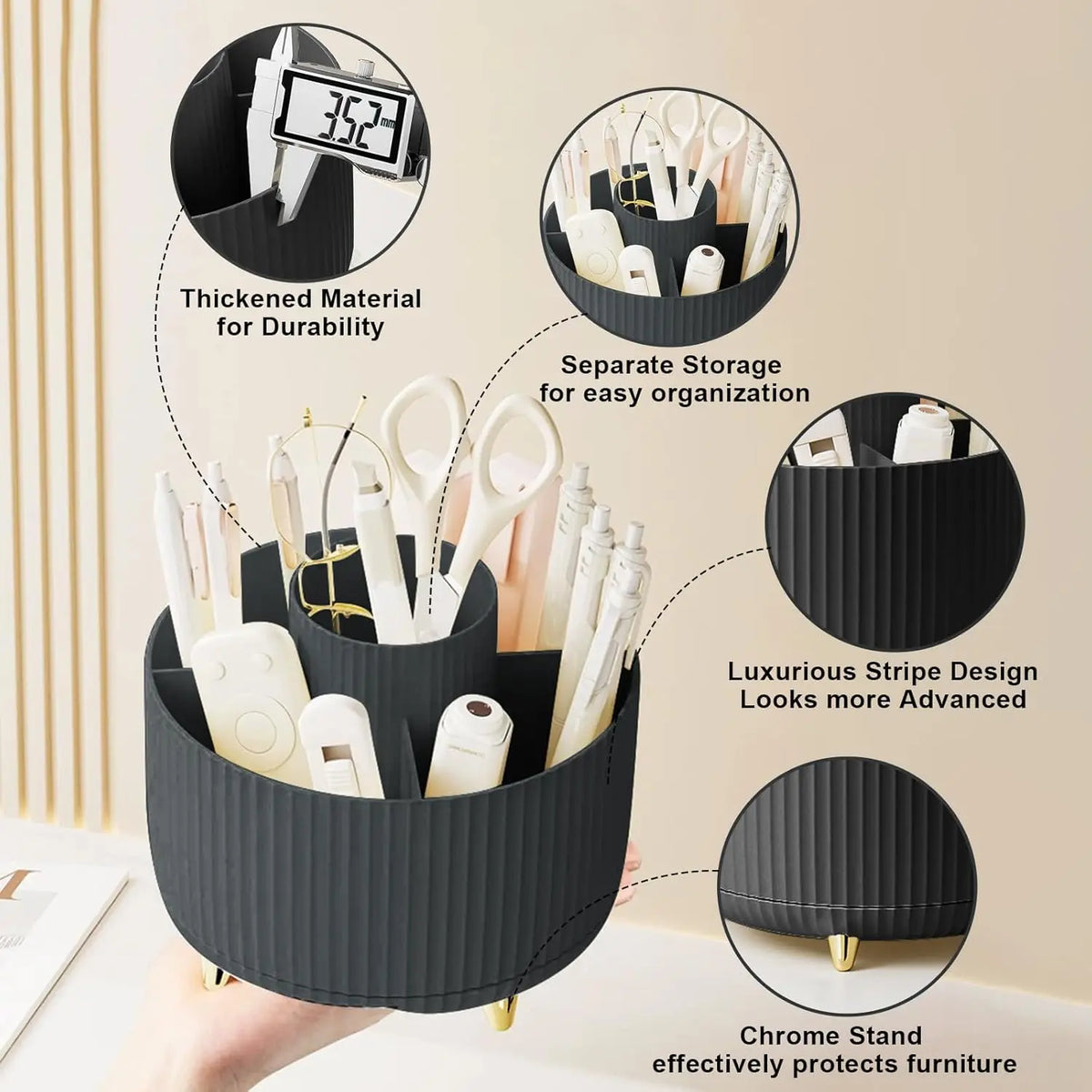 360° Rotating Makeup Brush Holder Organizer